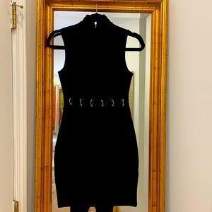 Black Mini Silver Ring Dress